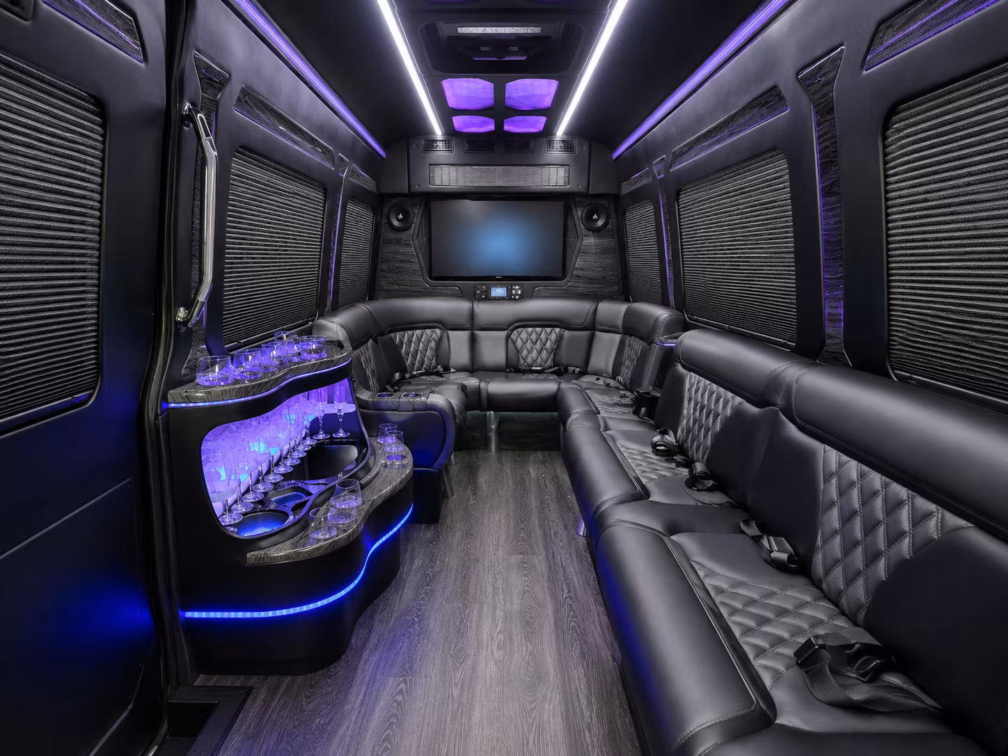thornton 30 passenger party bus inside