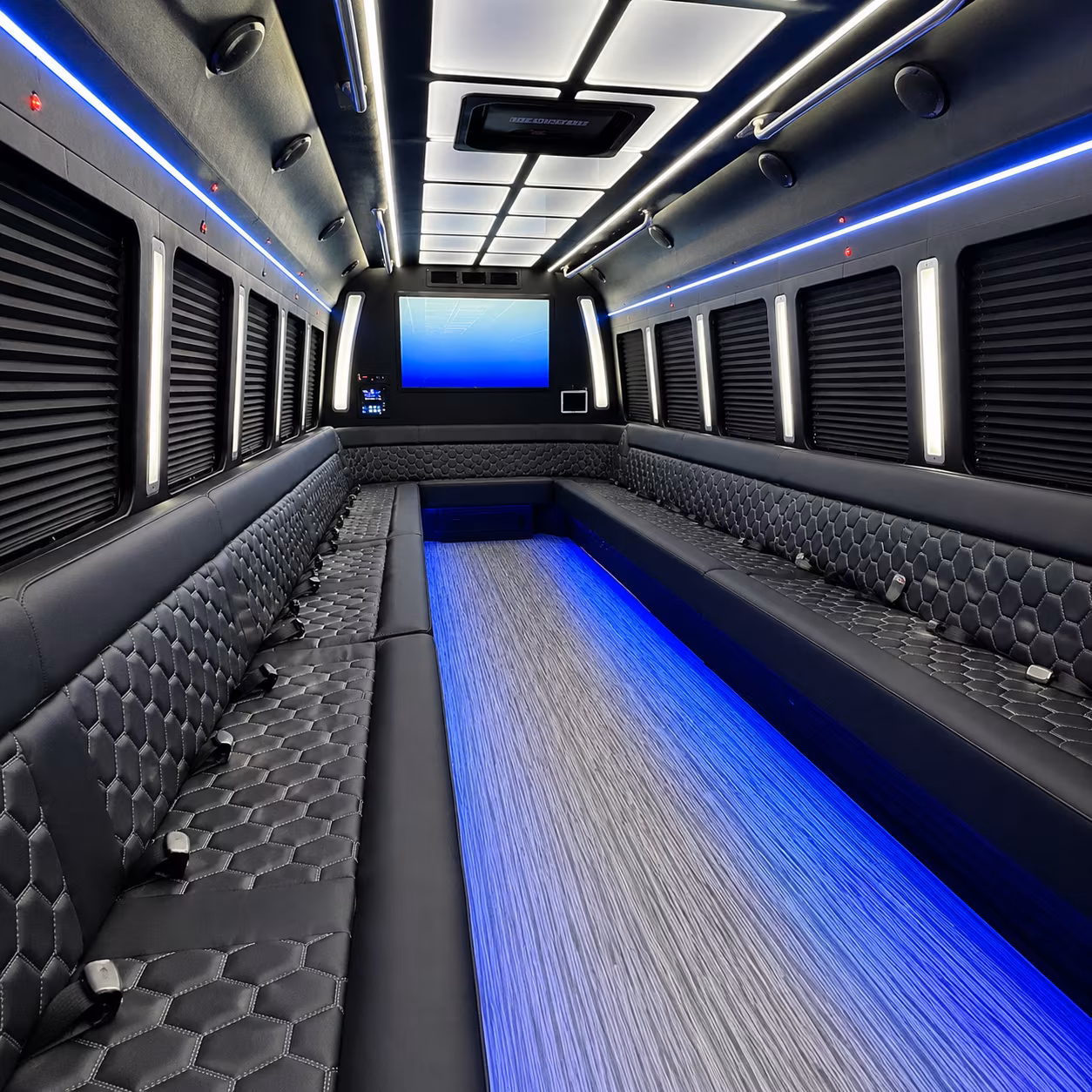 thornton 50 passenger party bus inside