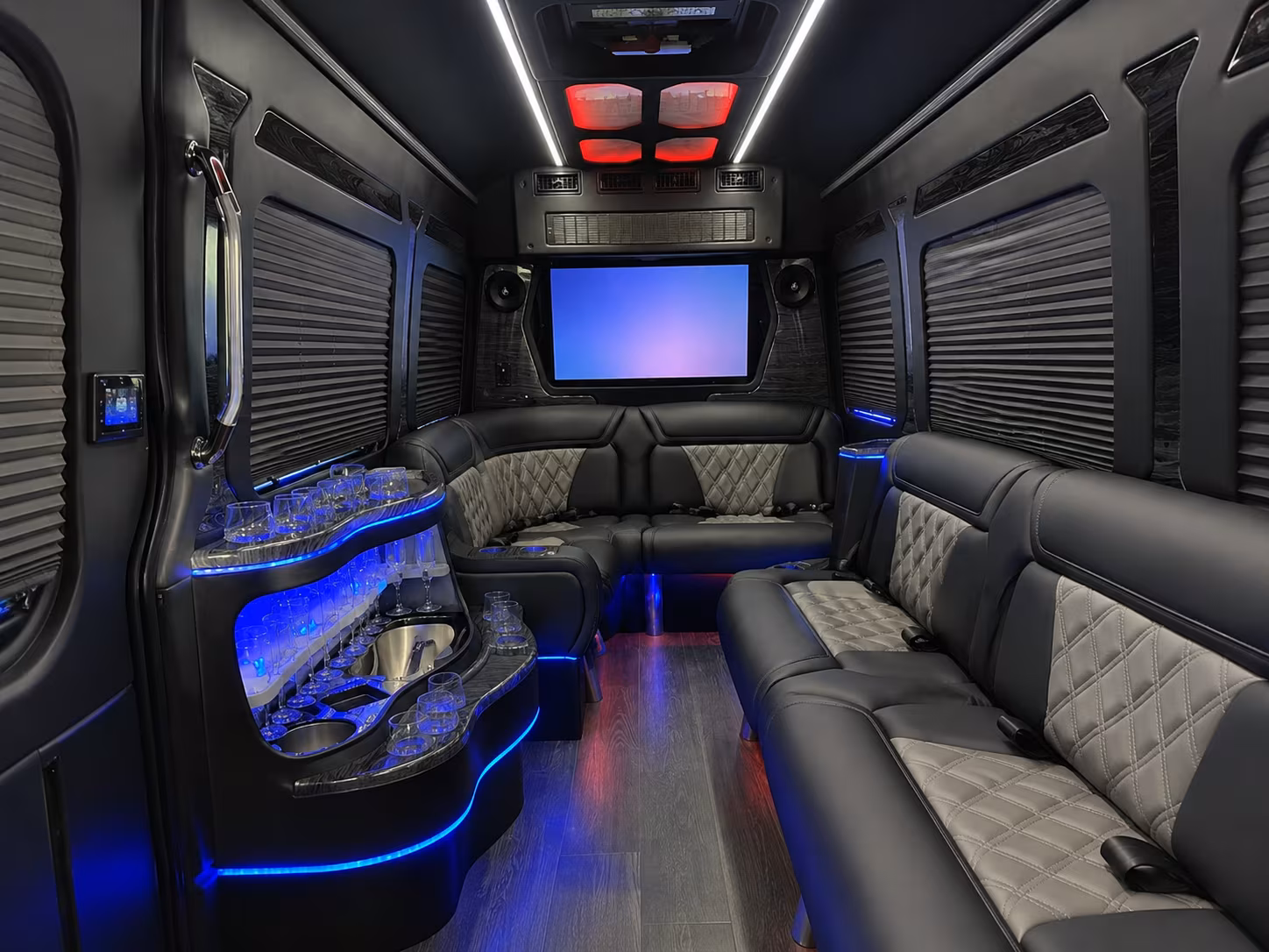 thornton 50 passenger party bus interior
