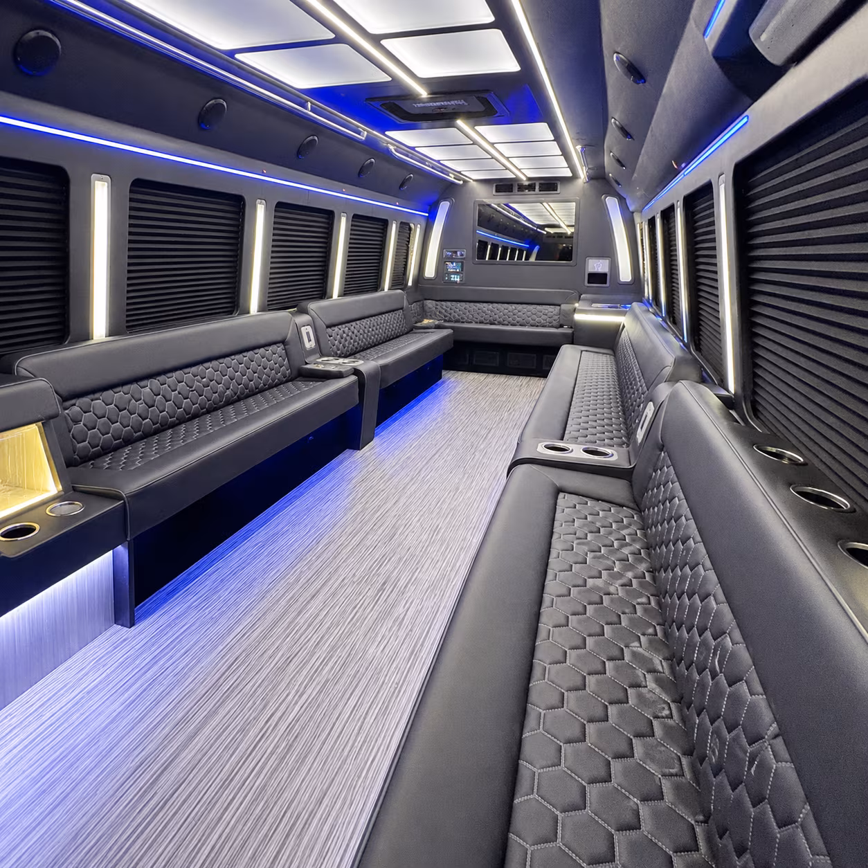 thornton party bus rental interior